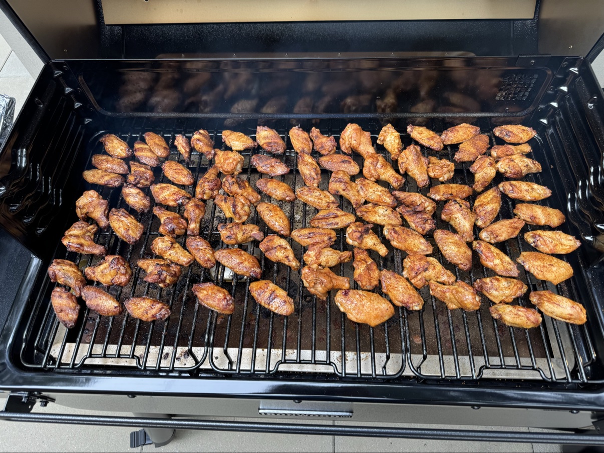 Crispy smoked chicken wings on a pellet grill